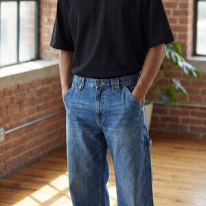 Live And Let Live Wide Leg Denim Jeans Sz 34 Medium Wash Cotton Mid Rise Vintage